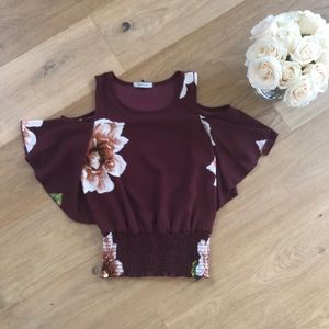 Floral Cold Shoulder Crop Top